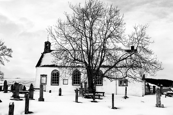 Traquair Parish Church in Winter_BW_3261